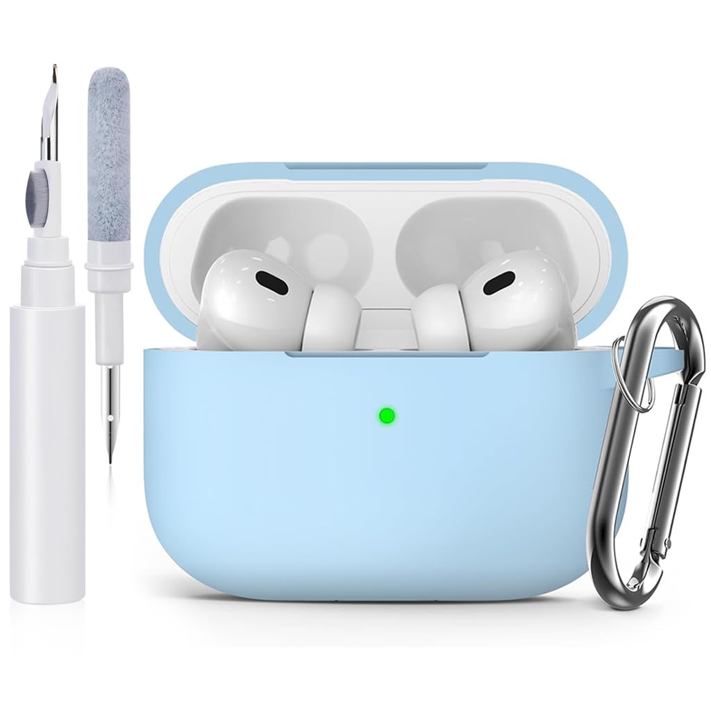 ZORBES® for AirPods Pro 2nd Generation Case Protective Silicone Cover with Carabiner & Dual-Headed Earbud Cleaning Pen Anti-Scratch AirPods Pro 2 Case for Apple AirPods Pro 2nd Generation Case, Blue ZORBES® for AirPods Pro 2nd Generation Case Protective Silicone Cover with Carabiner & Dual-Headed Earbud Cleaning Pen Anti-Scratch AirPods Pro 2 Case for Apple AirPods Pro 2nd Generation Case, Blue
